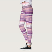 Leggings Fâcheux, Violet Multi-Motif, Blanc Rose (Gauche)