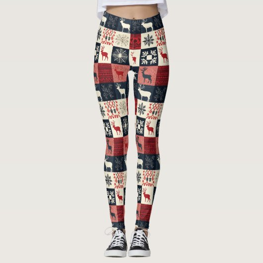 Leggings Fair Isle Patchwork | Reindeer (Devant)