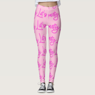 Leggings Faisons la fête avec le motif de script de néon ro