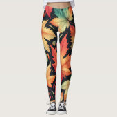 Leggings Fall Autumn Maple Leaves Colorful Pattern  (Devant)