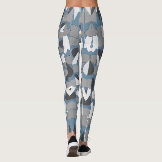 Leggings Fall Grays Abstraits Botanical Personnaliser le no (Dos)