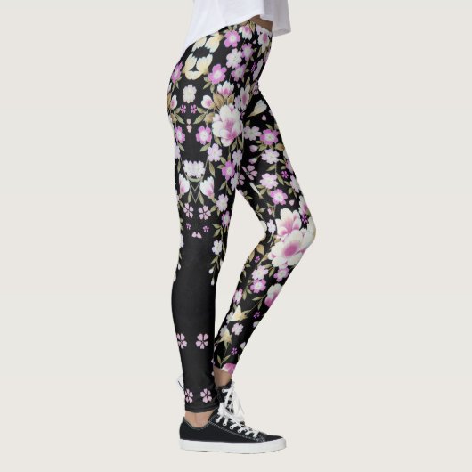 Leggings Falln cascadant les fleurs roses (Droite)