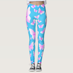 Leggings Famille de papillons aux teintes roses