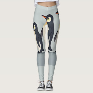 Leggings Famille de pingouins mignons se baladant sur une b