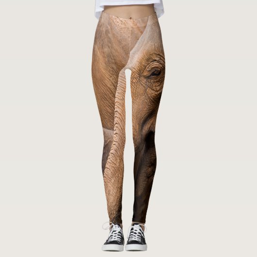 Leggings Famille des éléphants : Faune majestueuse (Devant)
