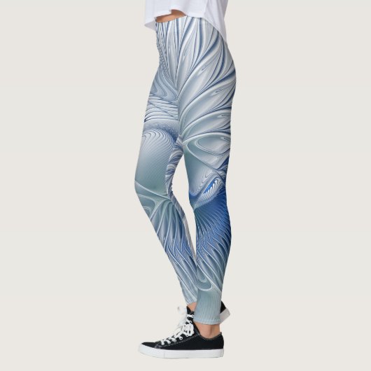 Leggings Fantaisie dynamique Abstrait Tons bleus Art fracta (Gauche)