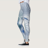 Leggings Fantaisie dynamique Abstrait Tons bleus Art fracta (Gauche)