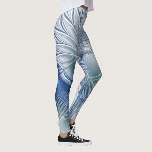 Leggings Fantaisie dynamique Abstrait Tons bleus Art fracta (Droite)