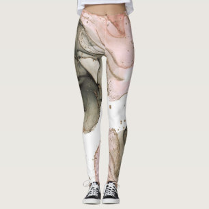 Leggings Fantaisie Glamour Rose Noir Or Encre Éthérée Humeu