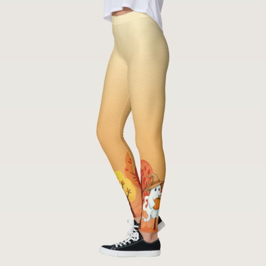 Leggings Fantôme d'automne avec Citrouille (Gauche)