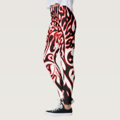 Leggings Fantôme psychédélique - noir blanc et rouge (Gauche)