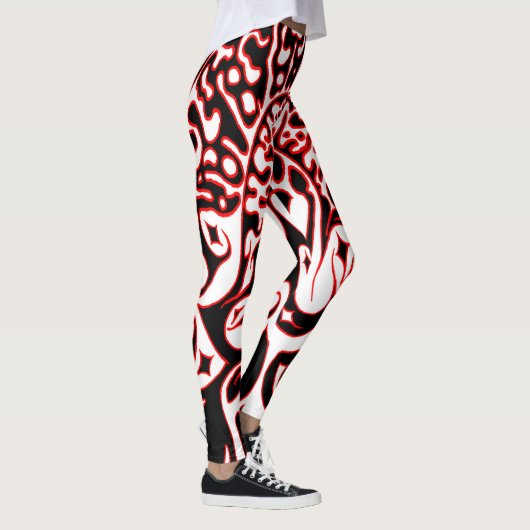Leggings Fantôme psychédélique - noir blanc et rouge (Droite)