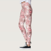 Leggings Fantômes roses et Halloween lunaire Citrouille (Gauche)