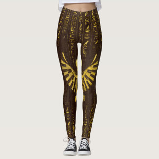 Leggings Faucon d'or et hiéroglyphes de Horus d'Egyptien