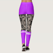 Leggings Faux Black Dentelle Poisson Violet Jambes à sochos (Dos)