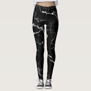 Leggings Faux Black Marble Texture Look