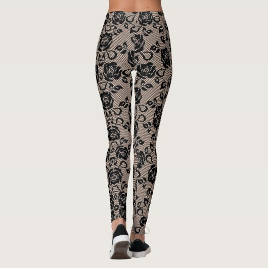 Leggings Faux Black Rose dentelle patte - Votre couleur (Dos)