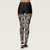 Leggings Faux Black Rose dentelle pêche et pattes courtes (Dos)