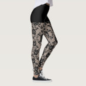 Leggings Faux Black Rose dentelle pêche et pattes courtes (Droite)