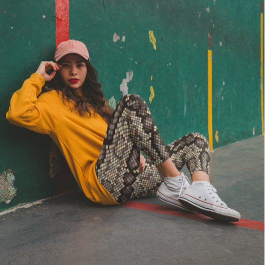 Leggings Faux Brown Snakeskin Edgy