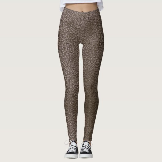 Leggings Faux Chocolat Cuir Mocha Texté (Devant)