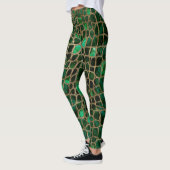 Leggings Faux Crocodile texture malachite et or (Gauche)