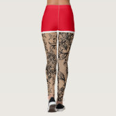 Leggings Faux de dentelle noire Fake-out Shorts rouges (Dos)