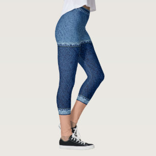 Leggings Faux denim bleu court