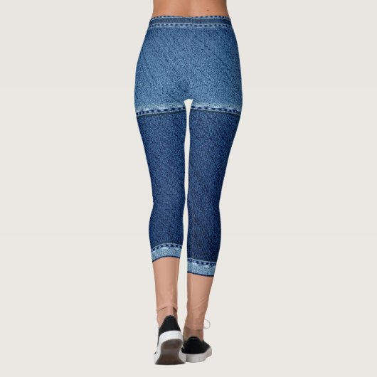 Leggings Faux denim bleu court (Dos)