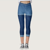 Leggings Faux denim bleu court (Devant)