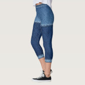 Leggings Faux denim bleu court (Gauche)