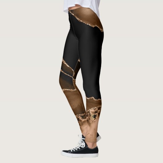 Leggings Faux Desert Brown marbré Agate de pierre contempor (Gauche)