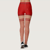 Leggings Faux Fishnet Bas Rouge Shorts Costume (Dos)