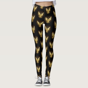 Leggings Faux Gold Foil Peace Dove en noir