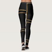 Leggings Faux Gold Illustrated Rectangular Stylish Black (Dos)