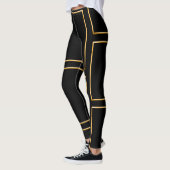 Leggings Faux Gold Illustrated Rectangular Stylish Black (Gauche)
