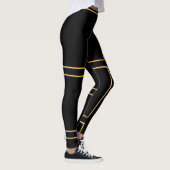 Leggings Faux Gold Illustrated Rectangular Stylish Black (Droite)