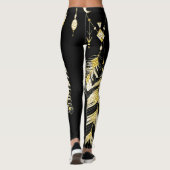 Leggings *~* Faux Gold Luxe Feathes & Crystals Chic Trendy (Dos)