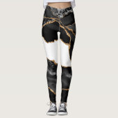 Leggings Faux Marblé Agate Black Stone Luxe Or (Devant)