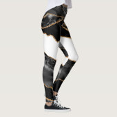 Leggings Faux Marblé Agate Black Stone Luxe Or (Droite)