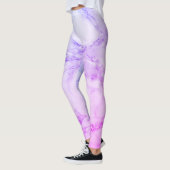 Leggings Faux Marbre Albâtre violet rose (Gauche)