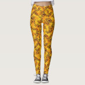 Leggings Faux Motif Poster de animal Jaune (Devant)