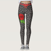 Leggings Faux Noir Tissu Rose Mode tendance (Devant)