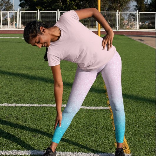 Leggings Faux Parties scintillant Ombre rose et turquoise