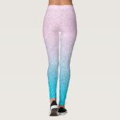 Leggings Faux Parties scintillant Ombre rose et turquoise (Dos)
