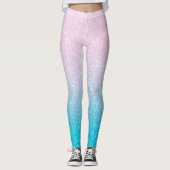 Leggings Faux Parties scintillant Ombre rose et turquoise (Devant)