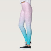 Leggings Faux Parties scintillant Ombre rose et turquoise (Gauche)