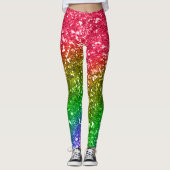 Leggings Faux Rainbow Parties scintillant Fête colorée (Devant)