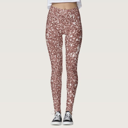 Leggings Faux Rose Parties scintillant or Look Texture (Devant)