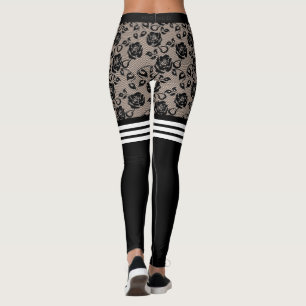 Leggings Faux Roses Noirs Dentelle Pêche Sur Les Chaussette
